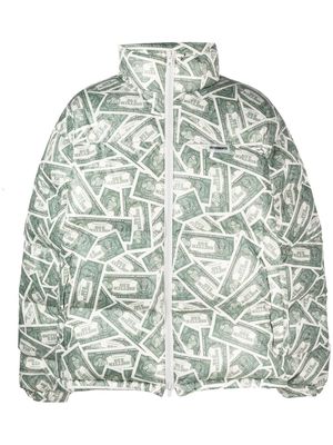VETEMENTS money-print puffer jacket - Green