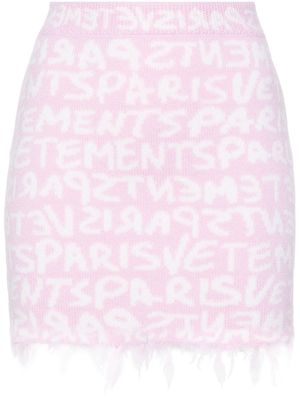 VETEMENTS monogram-jacquard merino miniskirt - Pink