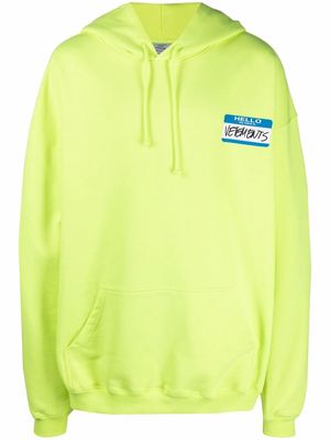 VETEMENTS name tag logo hoodie - Yellow