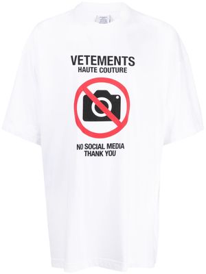 VETEMENTS No Social Media Couture cotton Tshirt - White