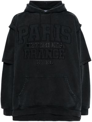 VETEMENTS Paris logo-embroidered hoodie - Black