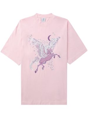 VETEMENTS pegasus-print cotton T-shirt - Pink