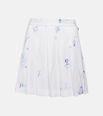 Vetements Printed pleated cotton miniskirt