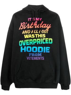VETEMENTS rainbow text-print hoodie - Black