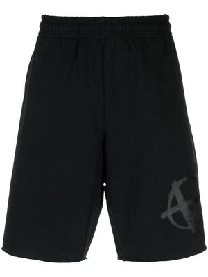 VETEMENTS Reverse Anarchy cotton track shorts - Black
