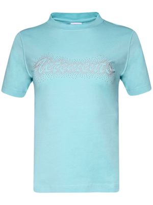 VETEMENTS rhinestone-logo crew neck T-shirt - Blue