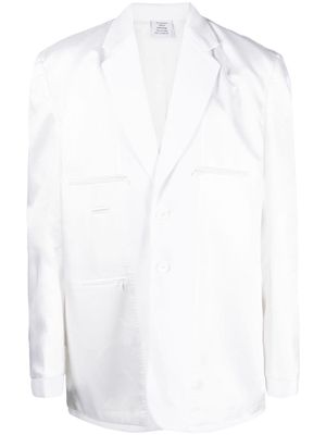 VETEMENTS single-breasted shoulder-pads cotton blazer - White