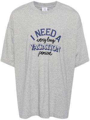 VETEMENTS slogan-print cotton T-shirt - Grey