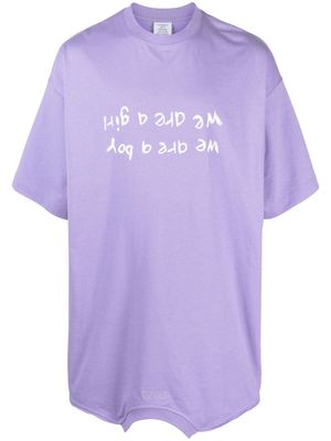 VETEMENTS slogan-print cotton T-shirt - Purple
