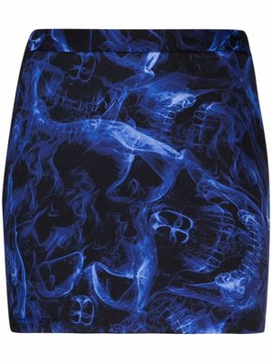 VETEMENTS smoke graphic-print mini skirt - Blue
