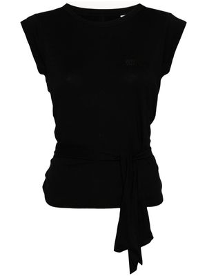 VETEMENTS strap-detail cap-sleeves T-shirt - Black