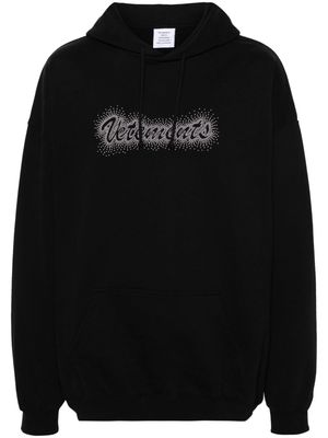 VETEMENTS studded-logo cotton-blend hoodie - Black