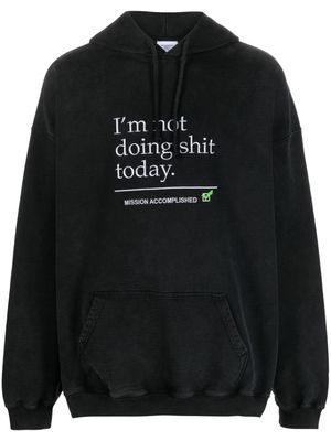 VETEMENTS text-print cotton hoodie - Black