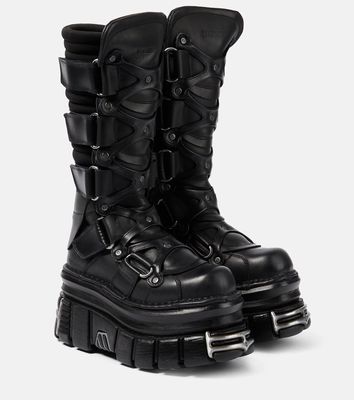 Vetements Tower leather platform ankle boots