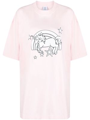 VETEMENTS unicorn-print cotton T-shirt - Pink