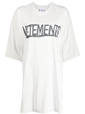 VETEMENTS Worldtour logo-print stretch-cotton T-shirt - Grey