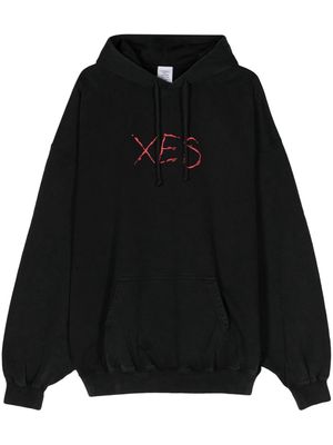 VETEMENTS Xes-print cotton hoodie - Black