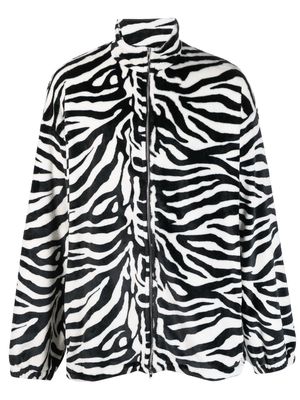 VETEMENTS zebra-pattern zip-fastening coat - Black