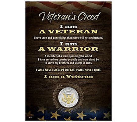 Veteran's Creed with Genuine JFK Half Dollar Ma tted Coin