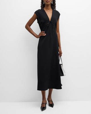 Vevey Cap-Sleeve Cutout Midi Dress