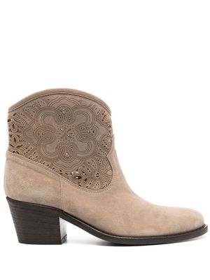 Via Roma 15 60mm suede boots - Neutrals