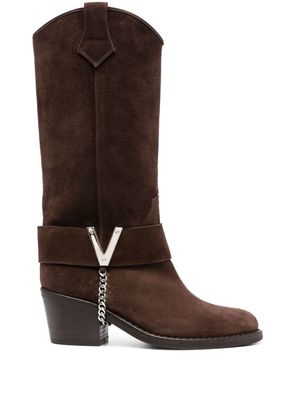 Via Roma 15 60mm suede cowboy boots - Brown