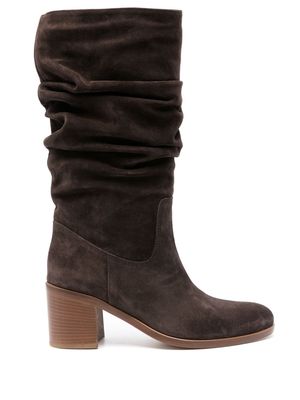 Via Roma 15 65mm suede ruched boots - Brown