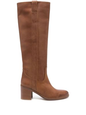 Via Roma 15 70mm leather boots - Brown