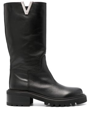 Via Roma 15 70mm Vlogo leather boots - Black