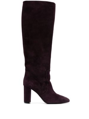 Via Roma 15 85mm suede knee-high boots - Purple