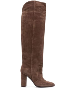 Via Roma 15 90mm knee-high suede boots - Brown