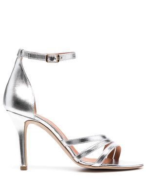 Via Roma 15 95mm metallic-finish ankle-strap sandals - Grey