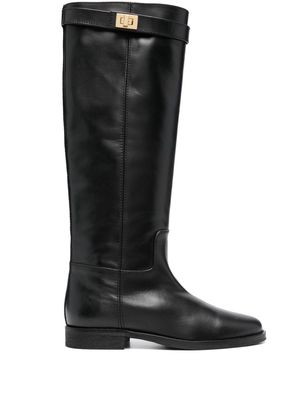 Via Roma 15 buckle-detail leather knee-high boots - Black