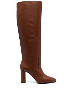 Via Roma 15 calf-length 100mm leather boots - Brown