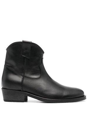 Via Roma 15 cowboy leather ankle boots - Black