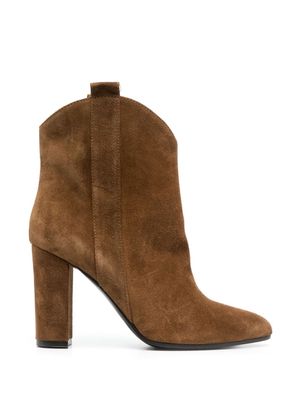 Via Roma 15 curved suede 110mm boots - Brown