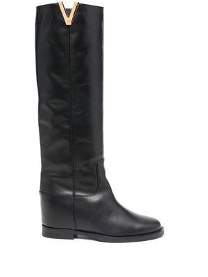 Via Roma 15 cut-out knee boots - Black