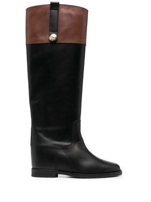 Via Roma 15 knee-high leather boots - Black