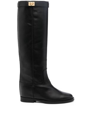 Via Roma 15 knee-length leather boots - Black