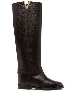 Via Roma 15 leather knee-high boots - Brown