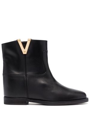 Via Roma 15 logo-detail leather ankle boots - Black