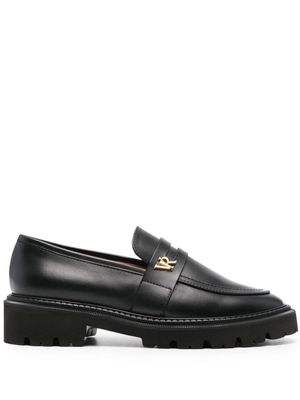 Via Roma 15 logo-lettering leather loafers - Black