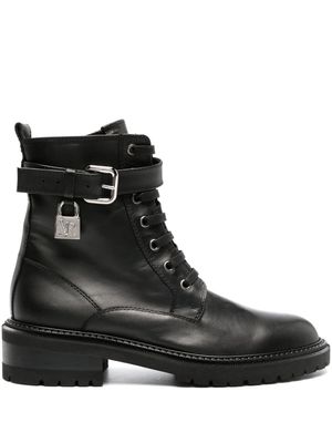 Via Roma 15 padlock-detail military boots - Black