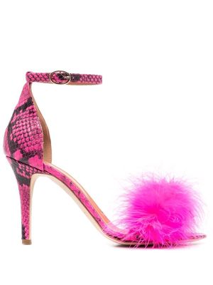 Via Roma 15 pompom-embellished 100mm sandals - Pink