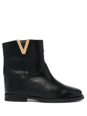 Via Roma 15 snake-effect ankle boots - Black