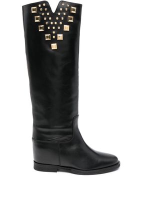 Via Roma 15 stud-embellished leather boots - Black