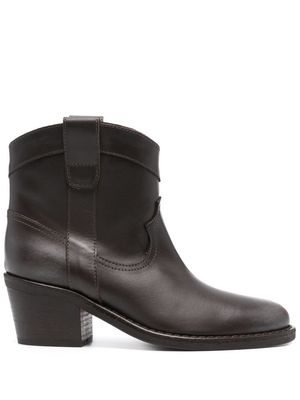 Via Roma 15 Texan 65mm leather ankle boots - Brown