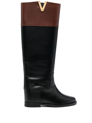 Via Roma 15 two-tone knee-high boots - Black
