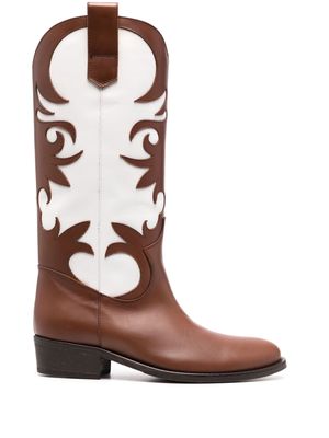 Via Roma 15 two-tone leather boots - Brown