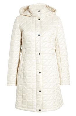 Via Spiga Box Quilt Hoode Coat in Champagne